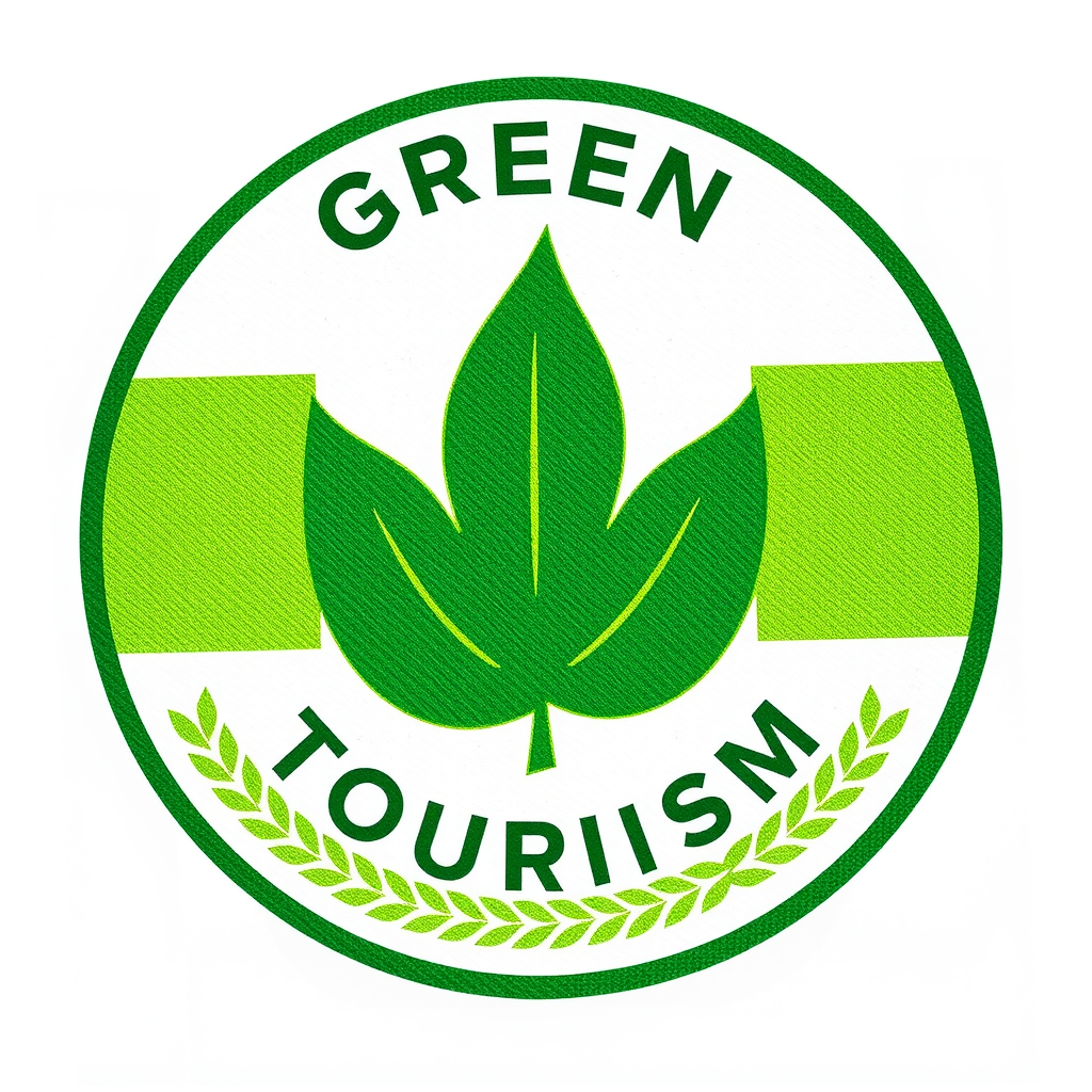 Green Tourism certification badge with eco-friendly leaf symbol and official seal